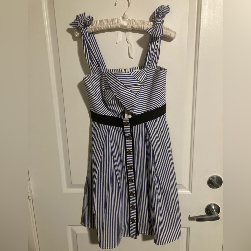 BOSTON PROPER Blue and White Striped Dress, Size 2